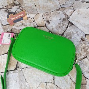 Astrid Oval Crossbody Leather Camera Bag Green Jay Kate Spade